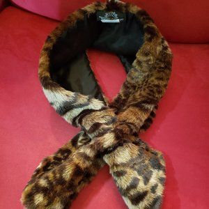 Faux Fur Animal Print Cross Front Neck Wrap